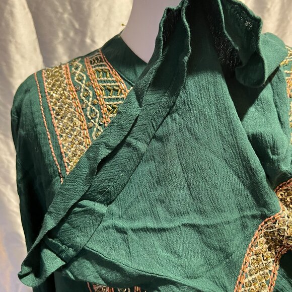 Slightly Worn A Beautiful Soul Green & Gold Tunic Sz 1X - Picture 4 of 7